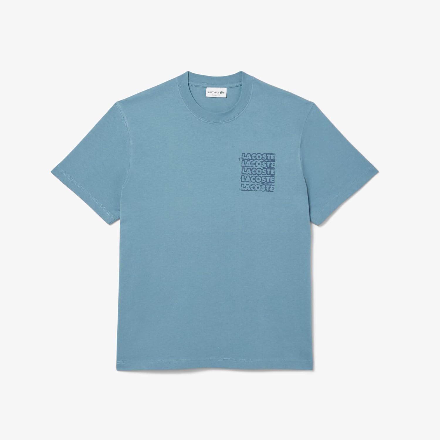 Мужская футболка LACOSTE с официальным трафаретным принтом на спине, темно-синий — фото 3