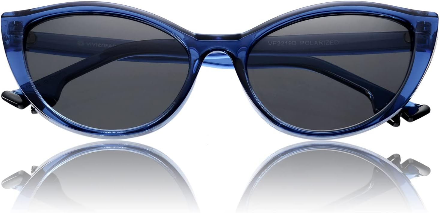 

Поляризованные солнцезащитные очки «кошачий глаз» для женщин, модные, 2026 год, ретро-очки с узким оправой «кошачий глаз», защита от УФ-излучения, маленькие, модель VF2219 VIVIENFANG, Navy Blue