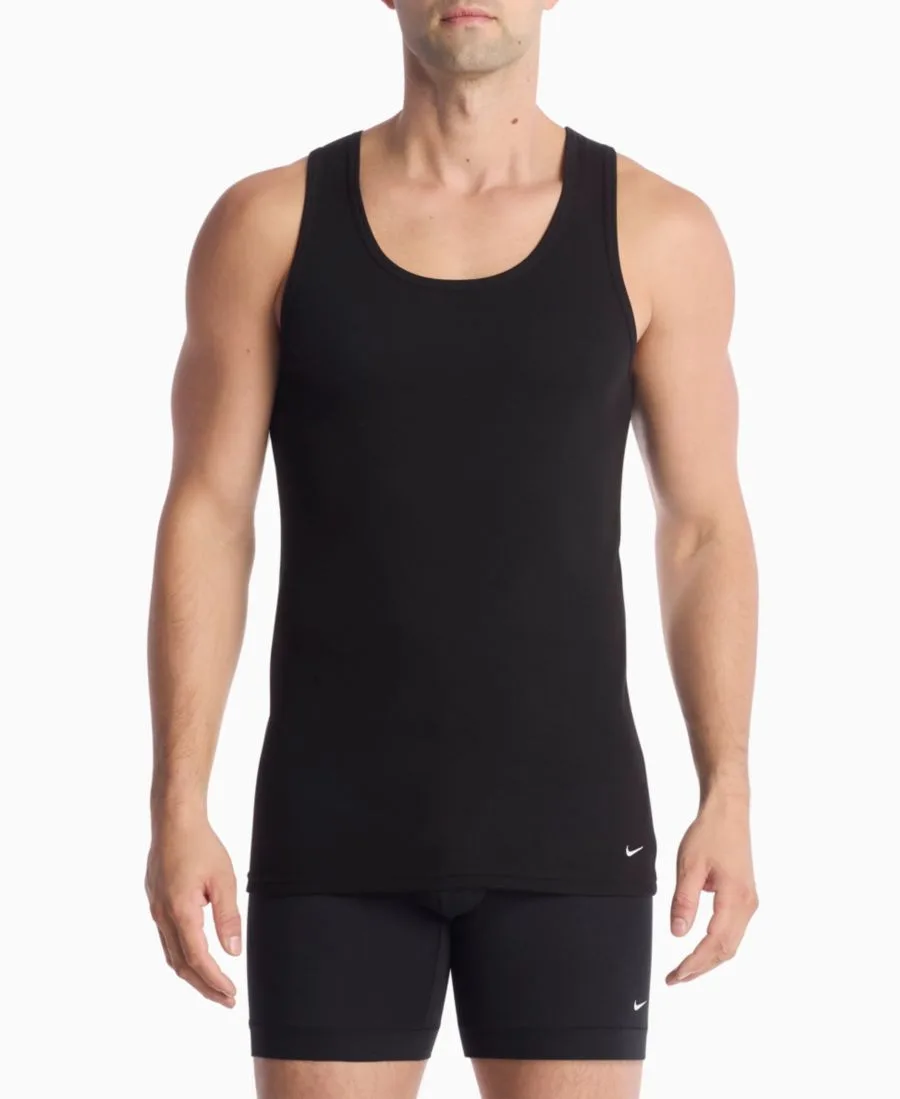 Мужские эластичные ребристые майки-топы Essential, комплект из 2 штук Nike, черный — фото 2