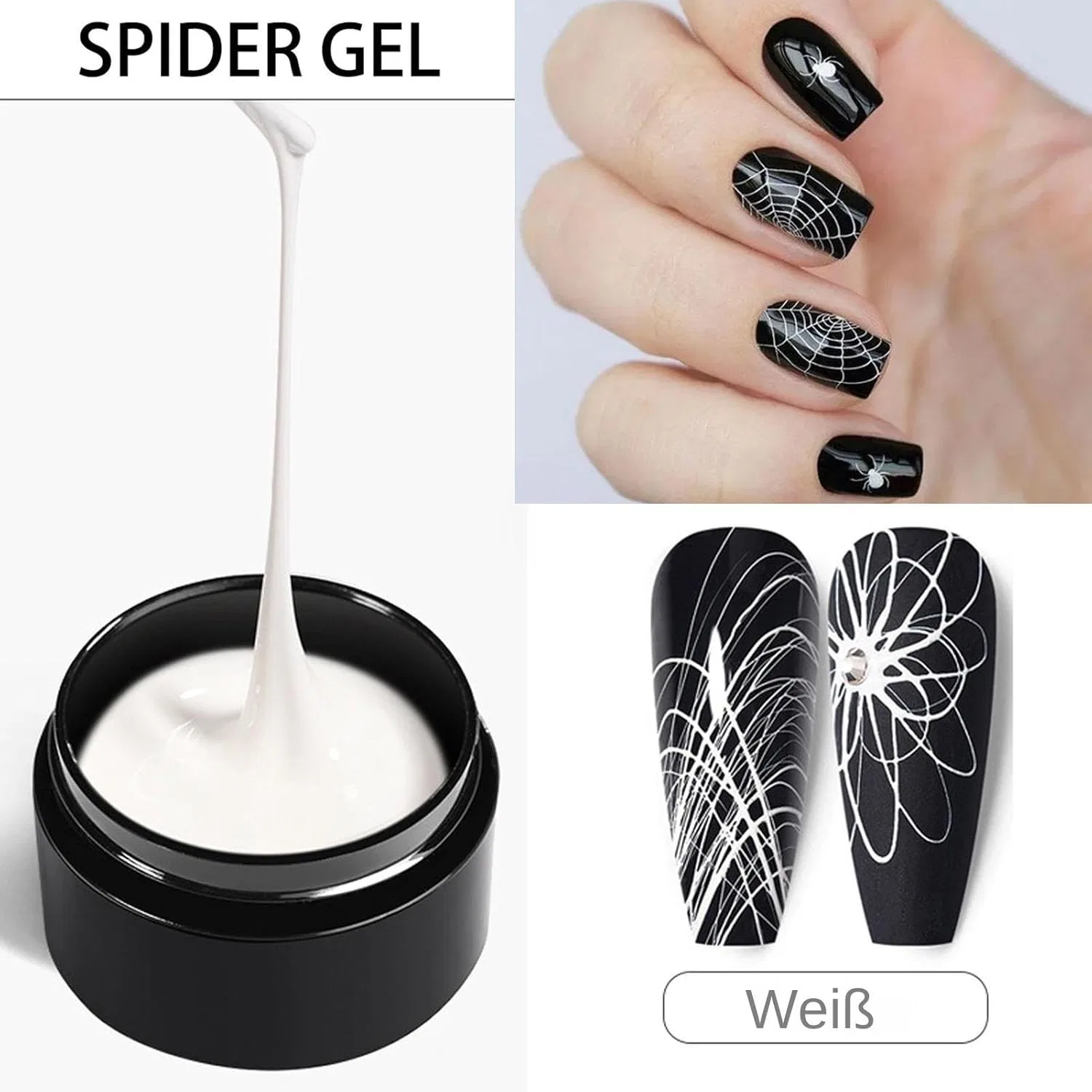 Набор из 6 цветов гель-краски «Spider Gel» для ногтей Stronrive — фото 4