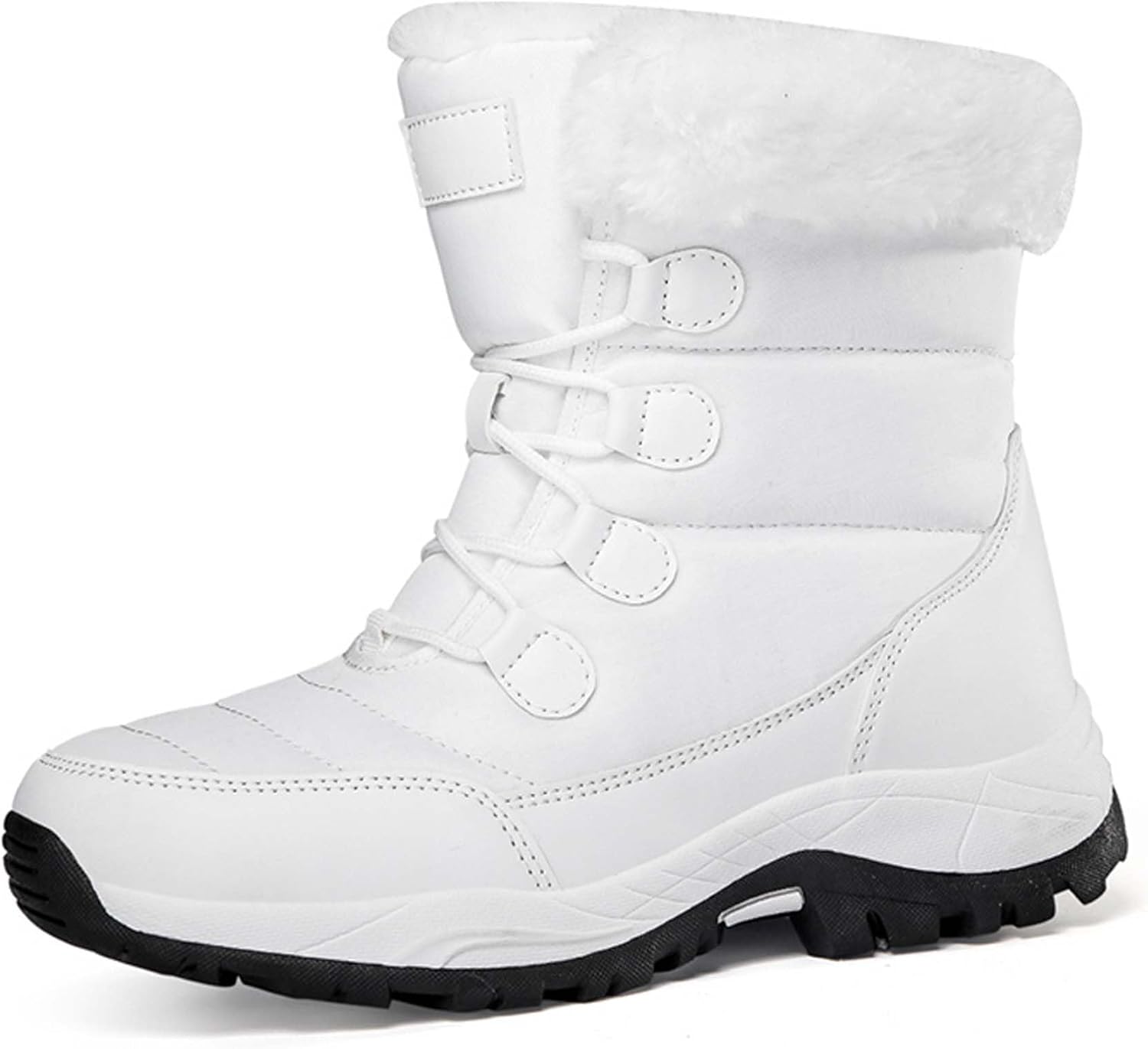 

Мужские и женские зимние снегоступы, водонепроницаемые, с теплой флисовой подкладкой, зимние походные ботинки до щиколотки, противоскользящие, подходят для холодной погоды, прогулок, работы и спорта Generic, белый