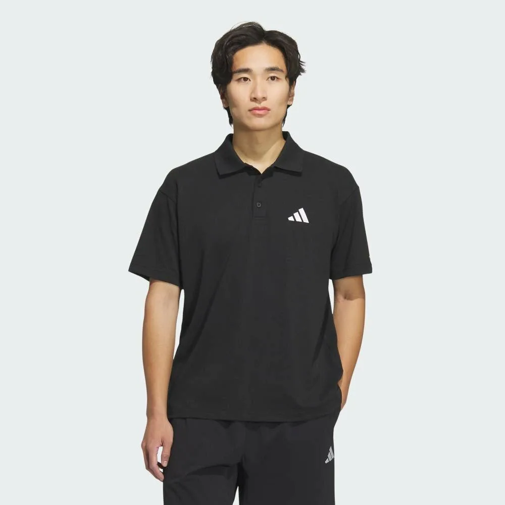 Футболка-поло Essentials Plus свободного кроя с коротким рукавом и небольшим логотипом Adidas, black