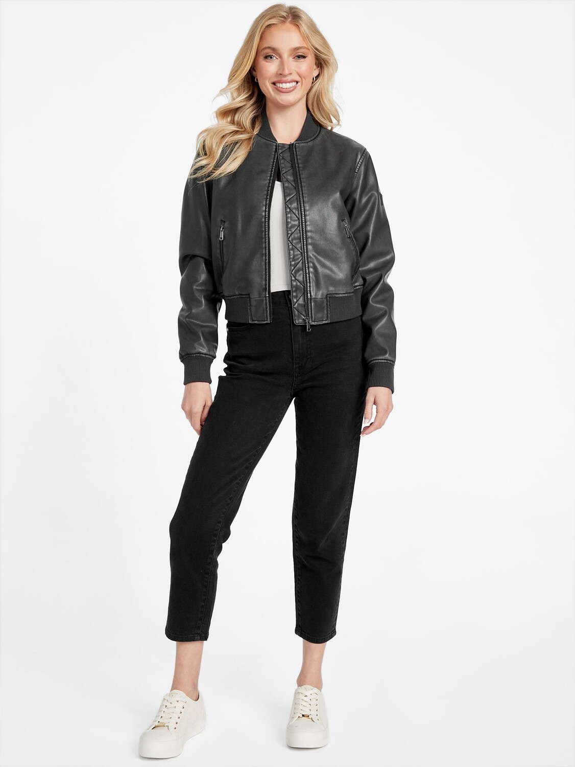 

Куртка Everly из искусственной кожи Guess Factory, цвет Washed Jet Black