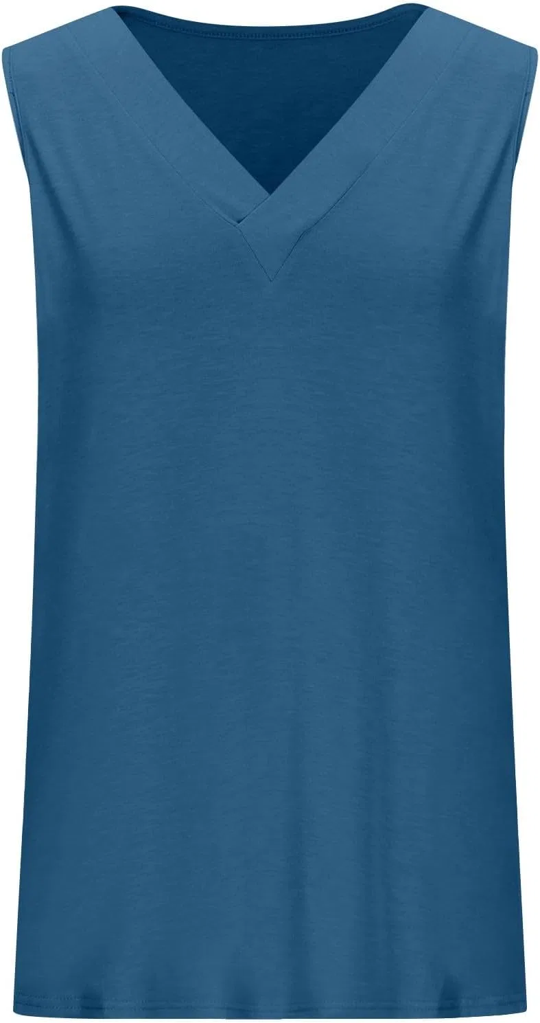 Женский топ с V-образным вырезом, Polyester, Blue — фото 3