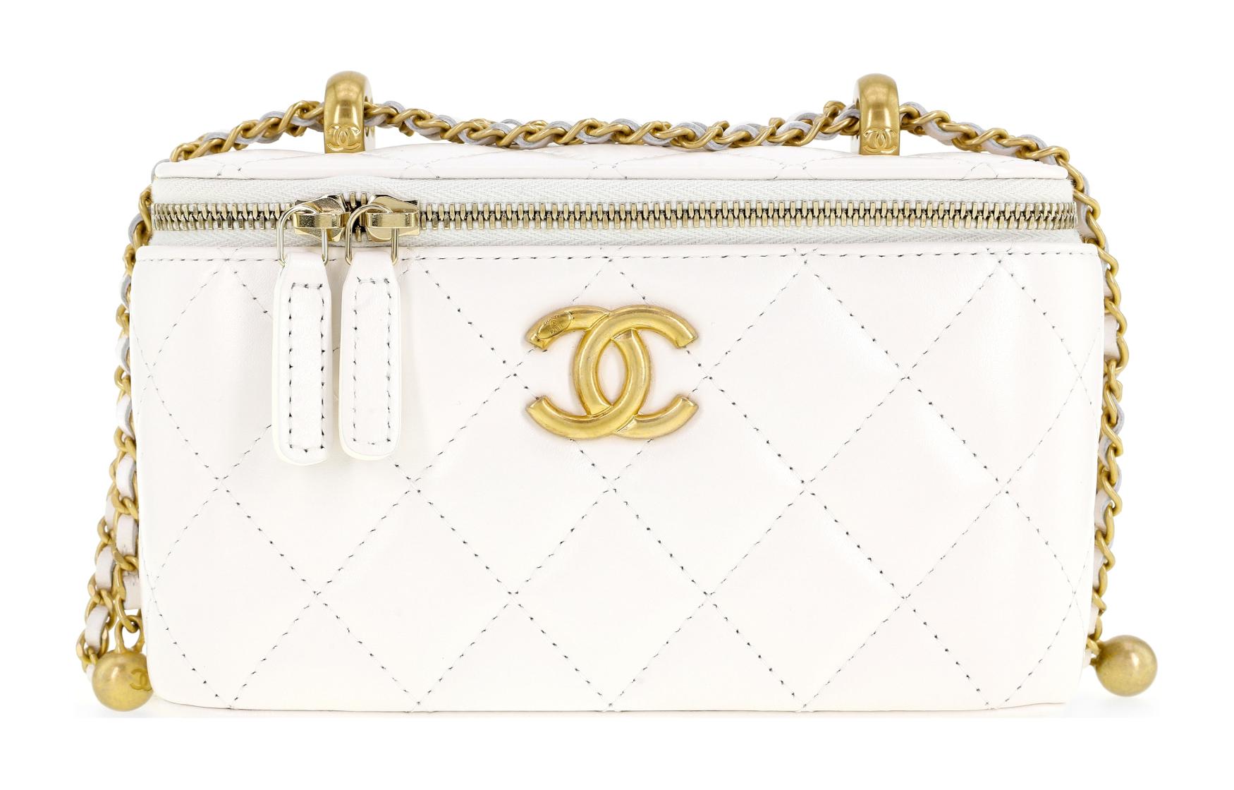 Сумка-коробка из телячьей кожи, через плечо, кроссбоди женская белая CHANEL — фото 2