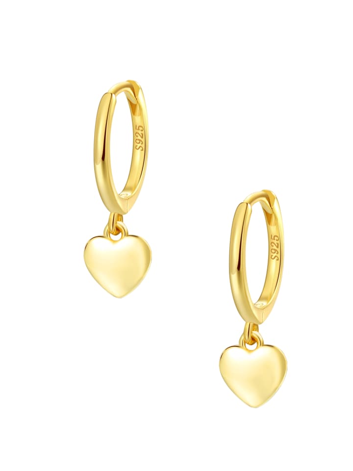 

Hey Happiness Позолоченные серьги-кольца в форме сердца из серебра 925 пробы