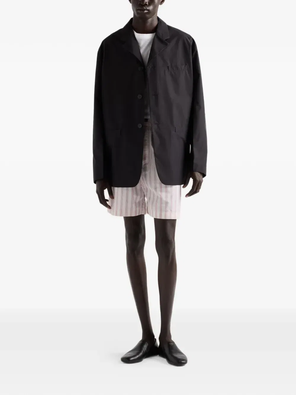 Однобортная куртка из технологичного хлопка Prada, черный — фото 2