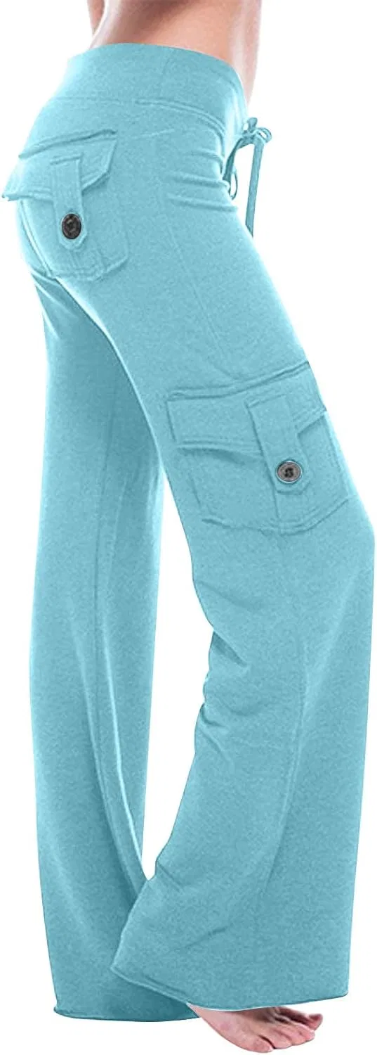 Брюки женские заниженной талией, Slim Fit, на завязке, прямые, с карманами, синие — фото 2