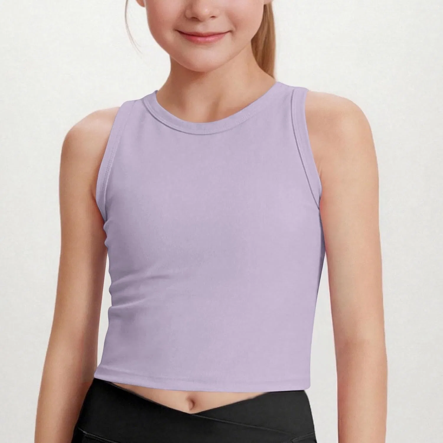 Детский топ-борцовка Ribbed Knit, Zzalalana, фиолетовый — фото 2
