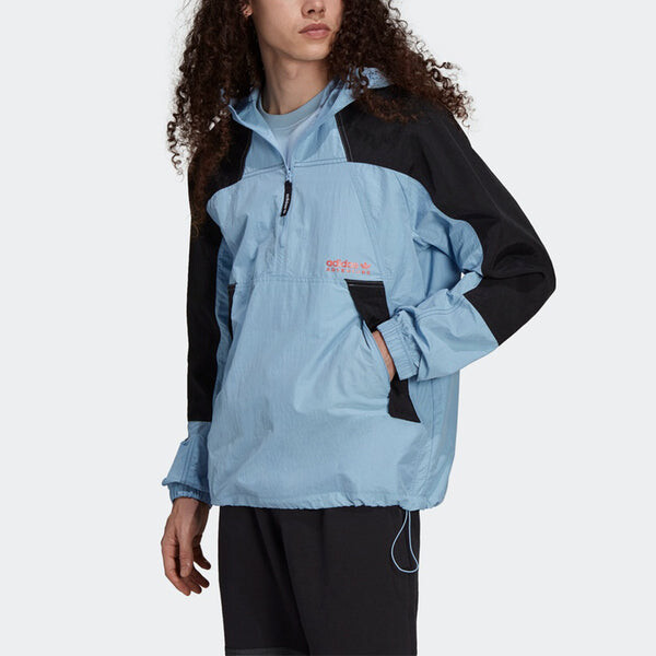 Куртка adidas originals Contrasting Colors Loose Sports Hooded Jacket Sky Blue, синий — фото 2
