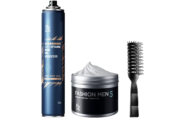 H&E Глина для волос с лаком для укладки и долговечным ароматом, 420ml Blue Hairspray+120g Hair Clay+Rib Comb