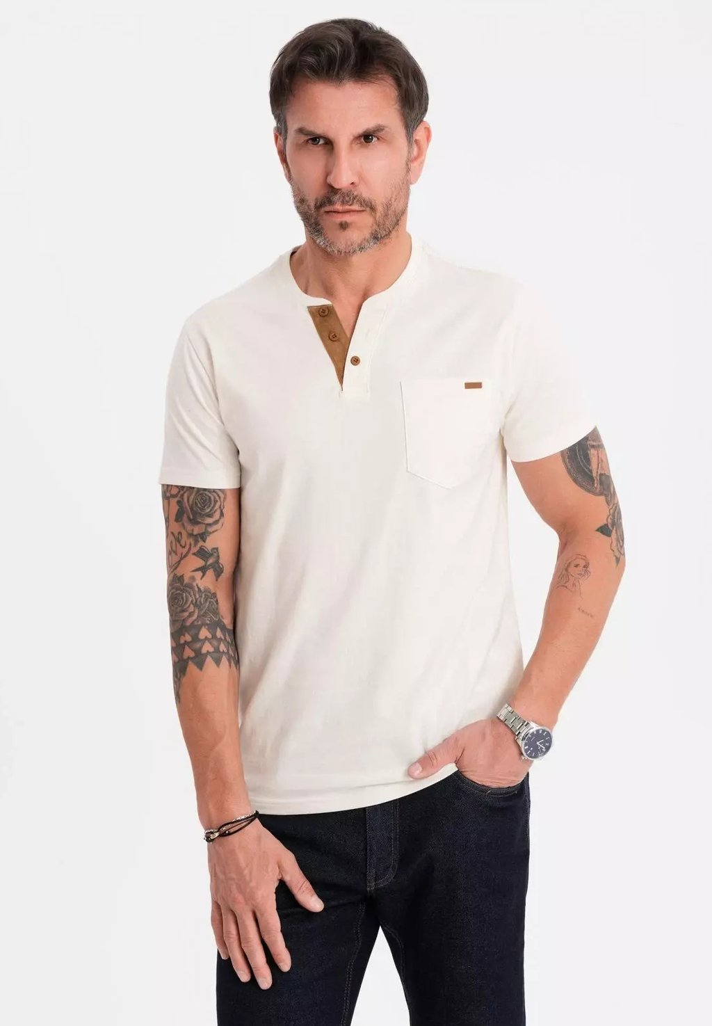 

Базовая футболка BUTTON-DOWN NECK Ombre, белый