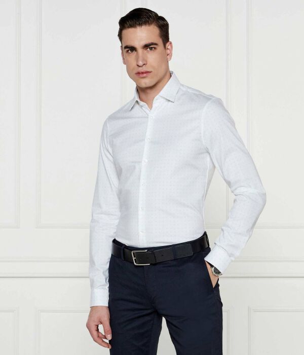

Рубашка мужская Calvin Klein облегающего кроя с принтом, белый