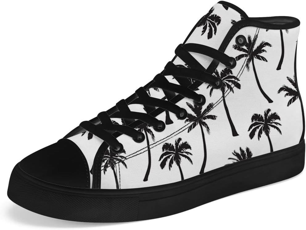 

Кеды chebing для мужчин и женщин с высоким верхом из холщовой ткани, с принтом пальмы, тропические кеды на шнуровке, повседневная обувь, белый