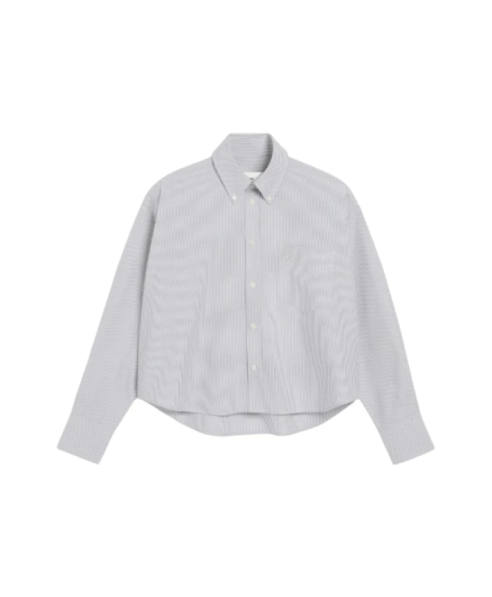 

Укороченная рубашка свободного кроя в полоску Ami Paris, синий