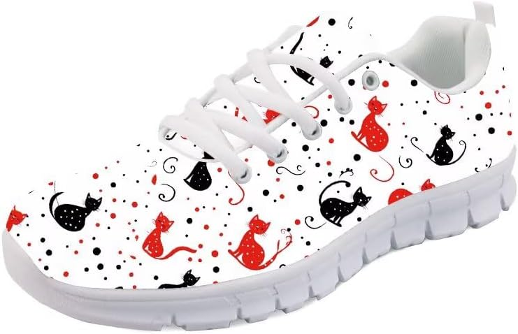 

Кроссовки Forchrinse с принтом «Кошачья галактика» унисекс, модные кеды для ходьбы, теннисные и беговые обувь для женщин и мужчин, черный/красный