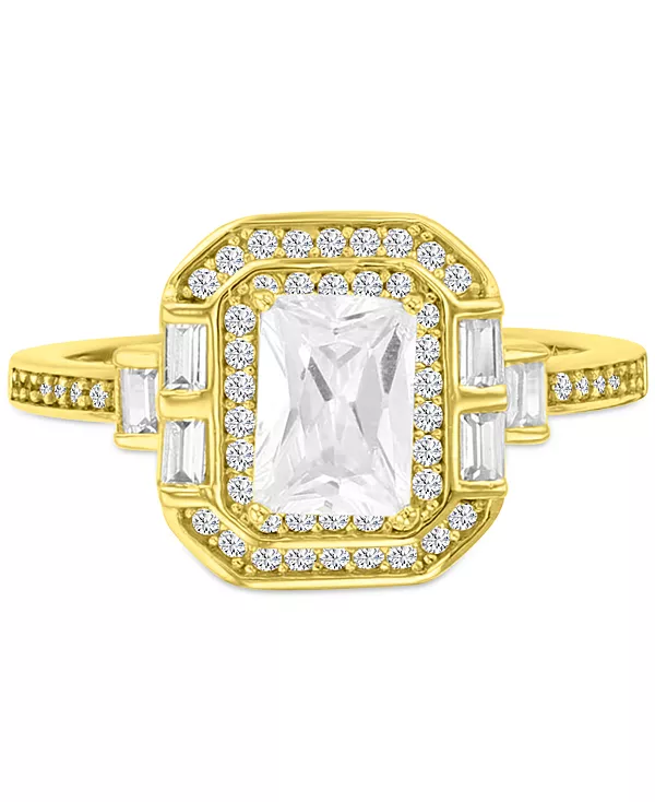 

Кольцо-Ореол из серебра 14 карат с кубическим цирконием смешанной огранки Macy'S, yellow