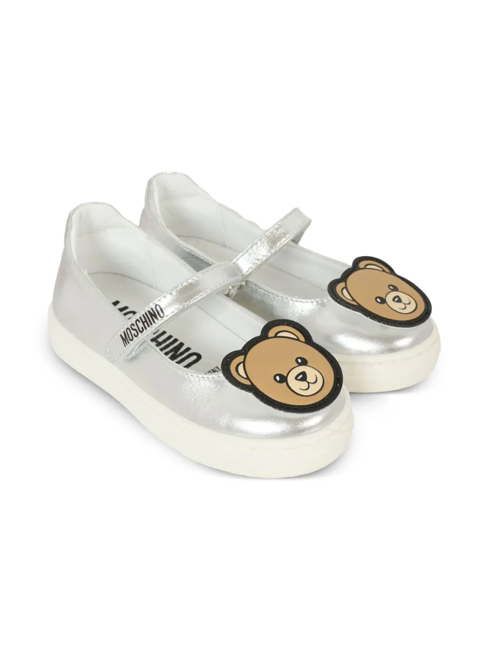 

Декорированные балетки Moschino Kids, серебряный