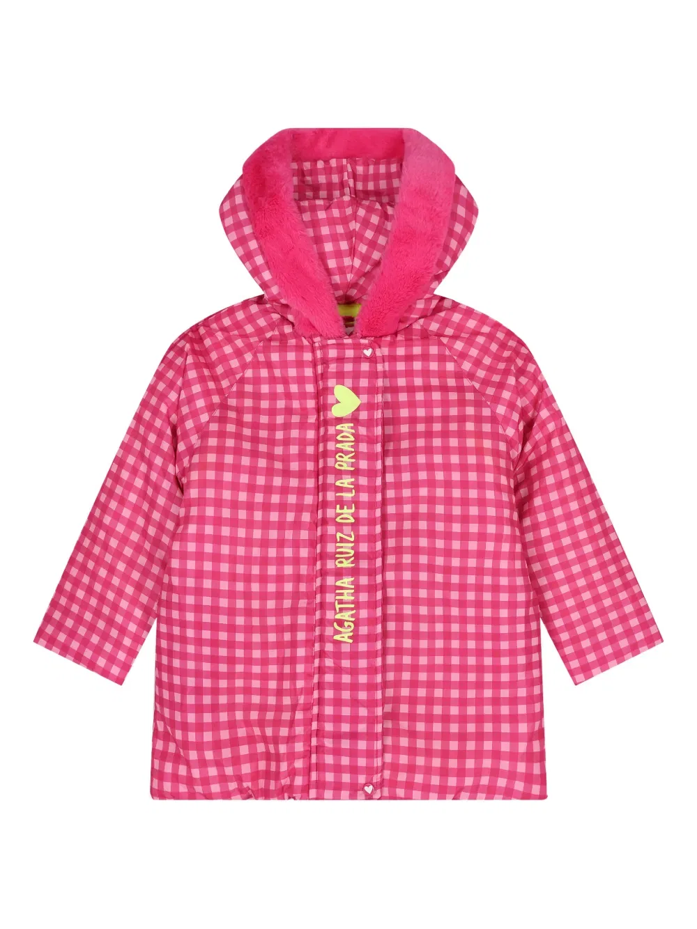 Пуховик в клетку с капюшоном Agatha Ruiz De La Prada, розовый