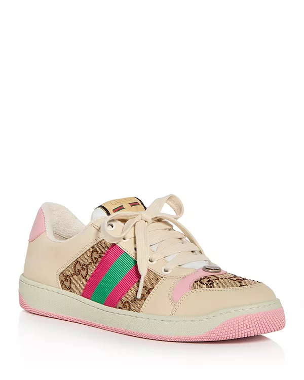 Женские низкие кроссовки gg с декором Gucci, розовый