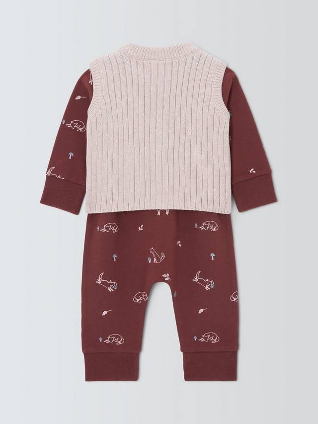 Комплект из комбинезона Baby Fox и вязаного жилета John Lewis, Burgundy — фото 2