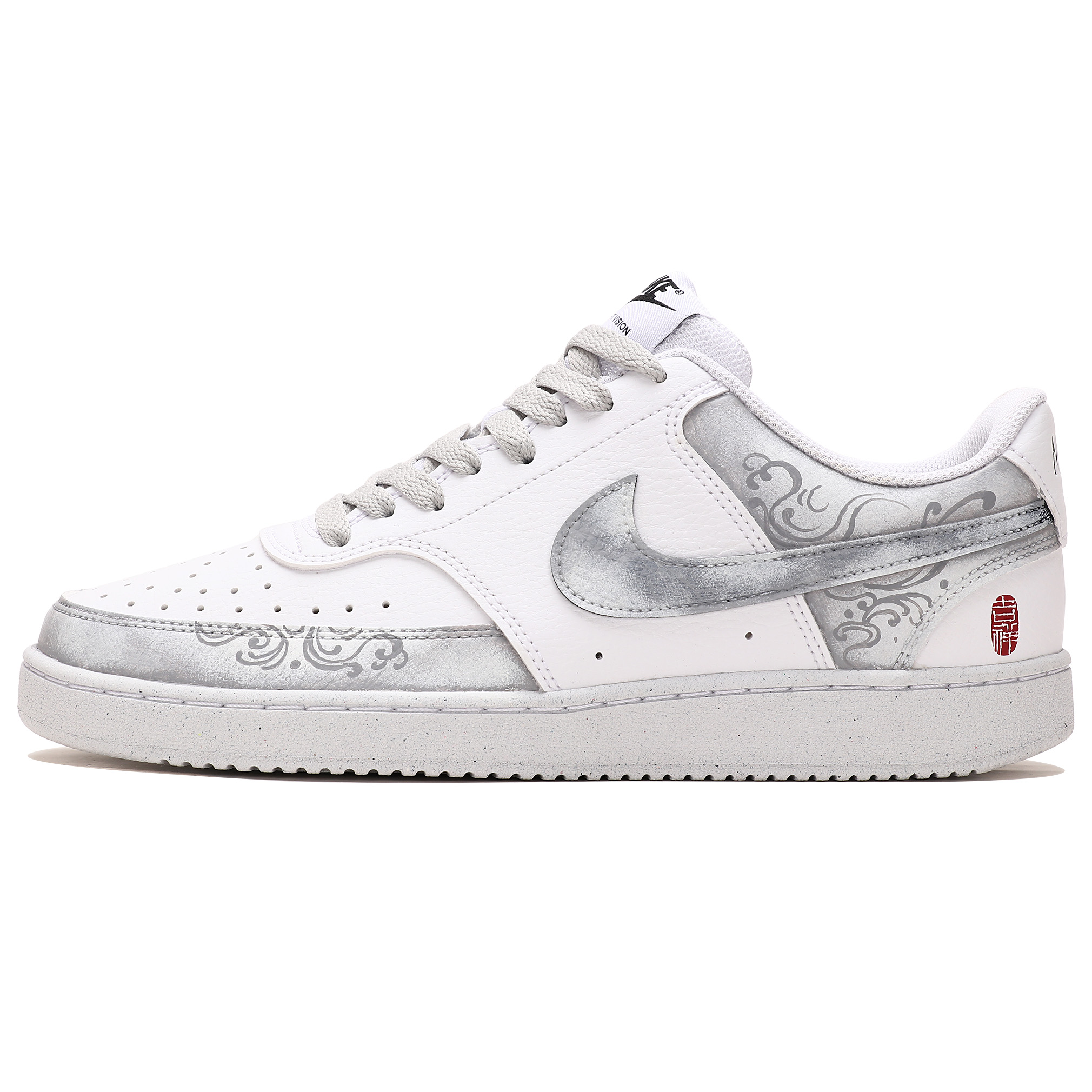 

Nike Court Vision 1 Abrasion Resistant Low top Skateboard Shoes мужские серо-белые