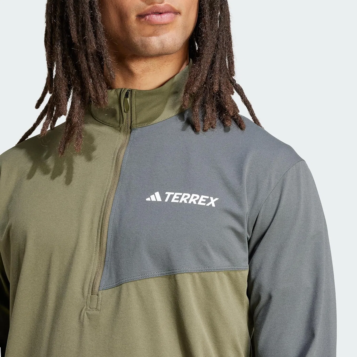 Мужская футболка с длинным рукавом adidas Terrex Multi Half Zip, цвет Olive Strata — фото 2