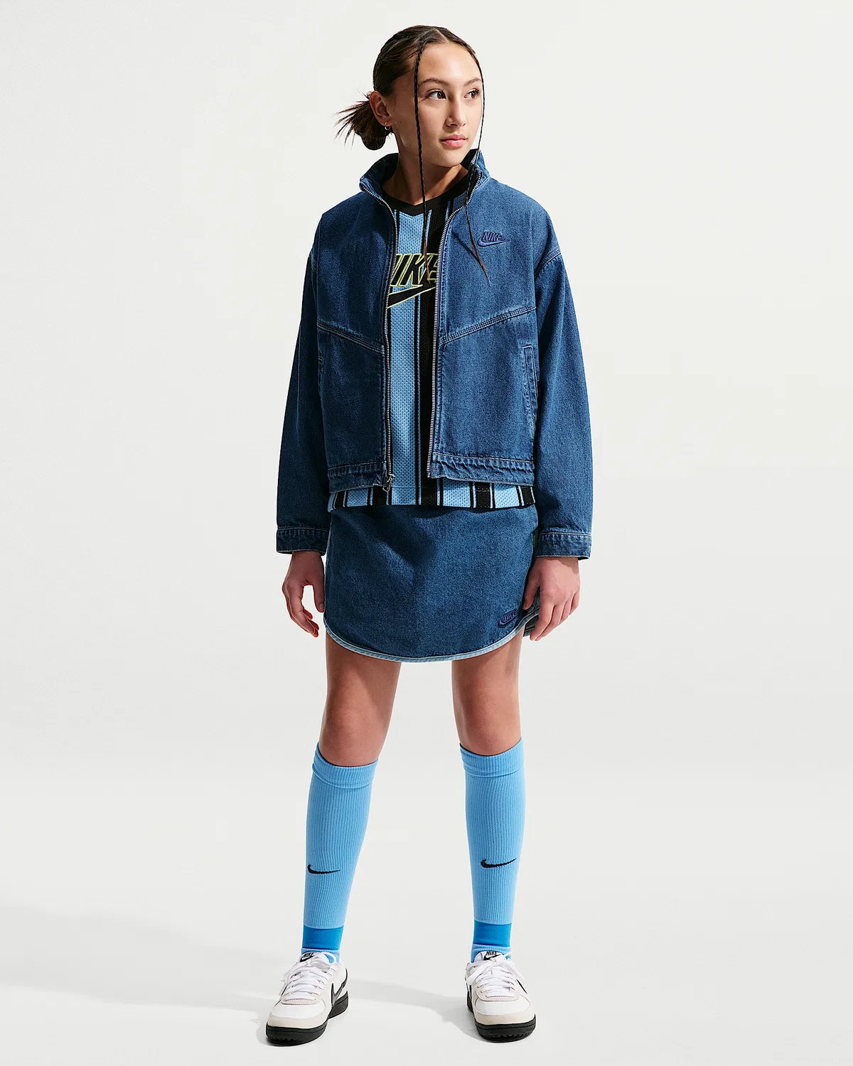 Детская джинсовая куртка Nike Sportswear Collection Windrunner, Mystic Navy/Mystic Navy/Aegean Storm/Coastal Blue — фото 4