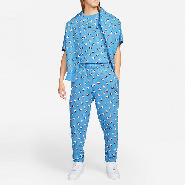 Брюки men's x hello kitty crossover ss22 full print cat straight casual sports pants/trousers/joggers blue Nike, мультиколор — фото 2