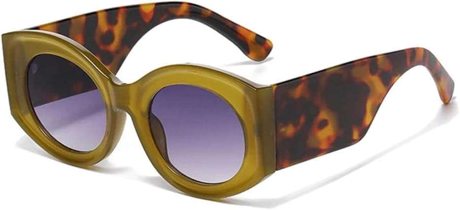 

Большие овальные женские солнцезащитные очки, цвет «желе», оранжевый леопардовый принт, защита от УФ-излучения UV400, мужские градиентные, для занятий спортом на открытом воздухе, бега и путешествий UYPTK, Olive Green Grey