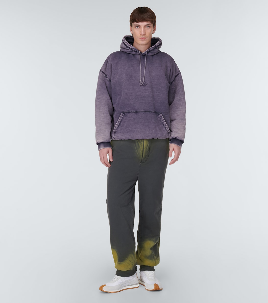 Анаграмма хлопковые джерси спортивные брюки Loewe, Grey/Yellow — фото 2