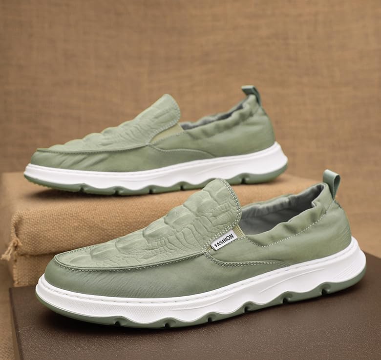 Мужские лоферы Relaxed-Fit Slip-On, брезентовые лоферы с поддержкой свода стопы, тапочки для прогулок на улице Soft Time Toy, зеленый — фото 2