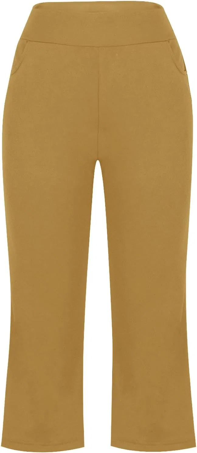 Капри с завышенной талией, Straight Fit, Khaki — фото 4
