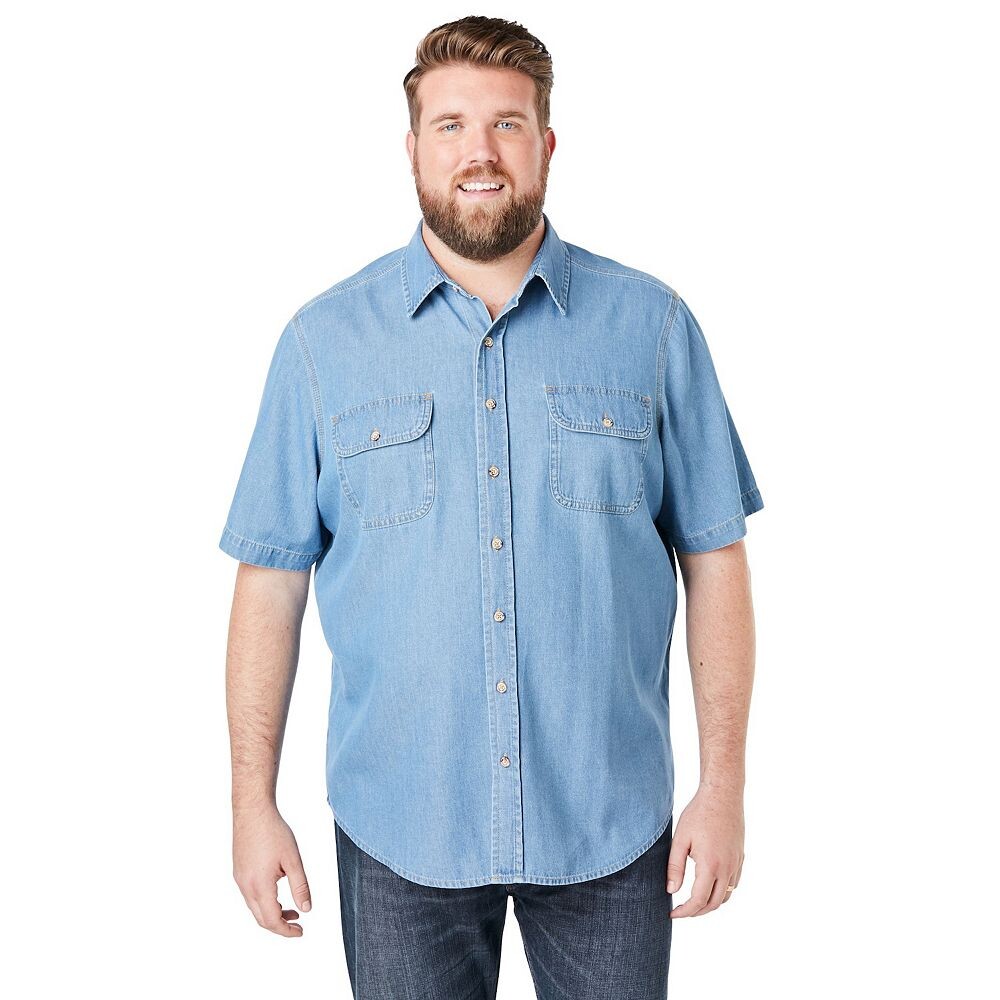 

Мужская рубашка из денима и твила с короткими рукавами Boulder Creek Kingsize Big & Tall, цвет Bleach Denim