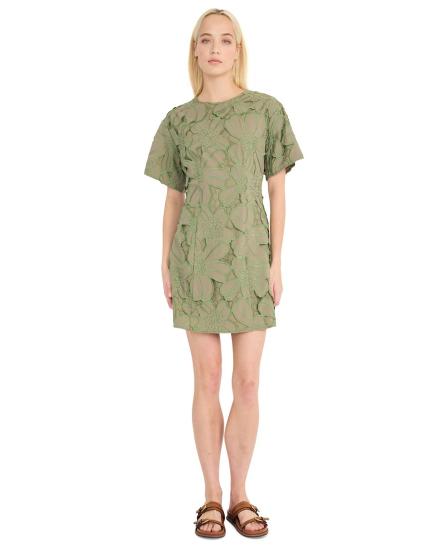 

Женское хлопковое мини-платье с вышивкой и вырезами, с короткими рукавами Luxely, Tea