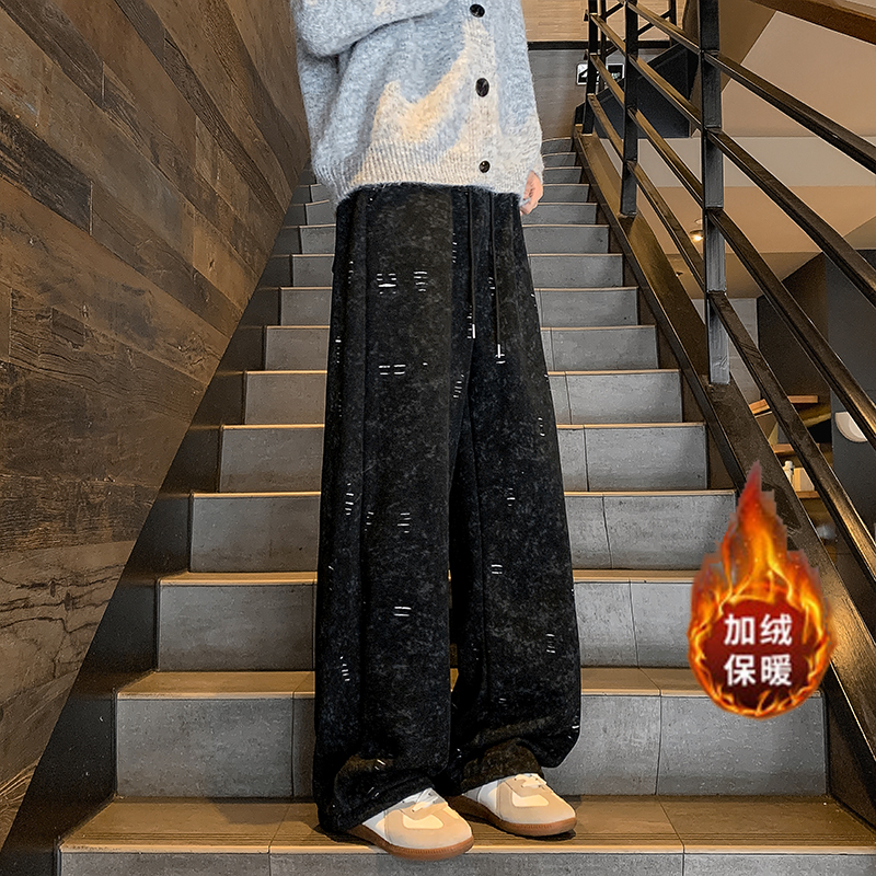 

Повседневные брюки Unisex утепленные и с флисовой подкладкой Wide Leg X1617, темно-синий fleece-lined pants