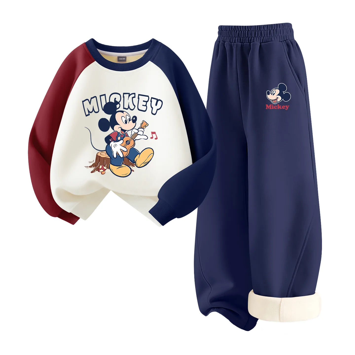 Детский спортивный костюм с воротником-стойкой на флисе Disney, [Thickened and Fleece-Lined]Di Dance Chi Red Blue+Di Side Face K Navy Blue