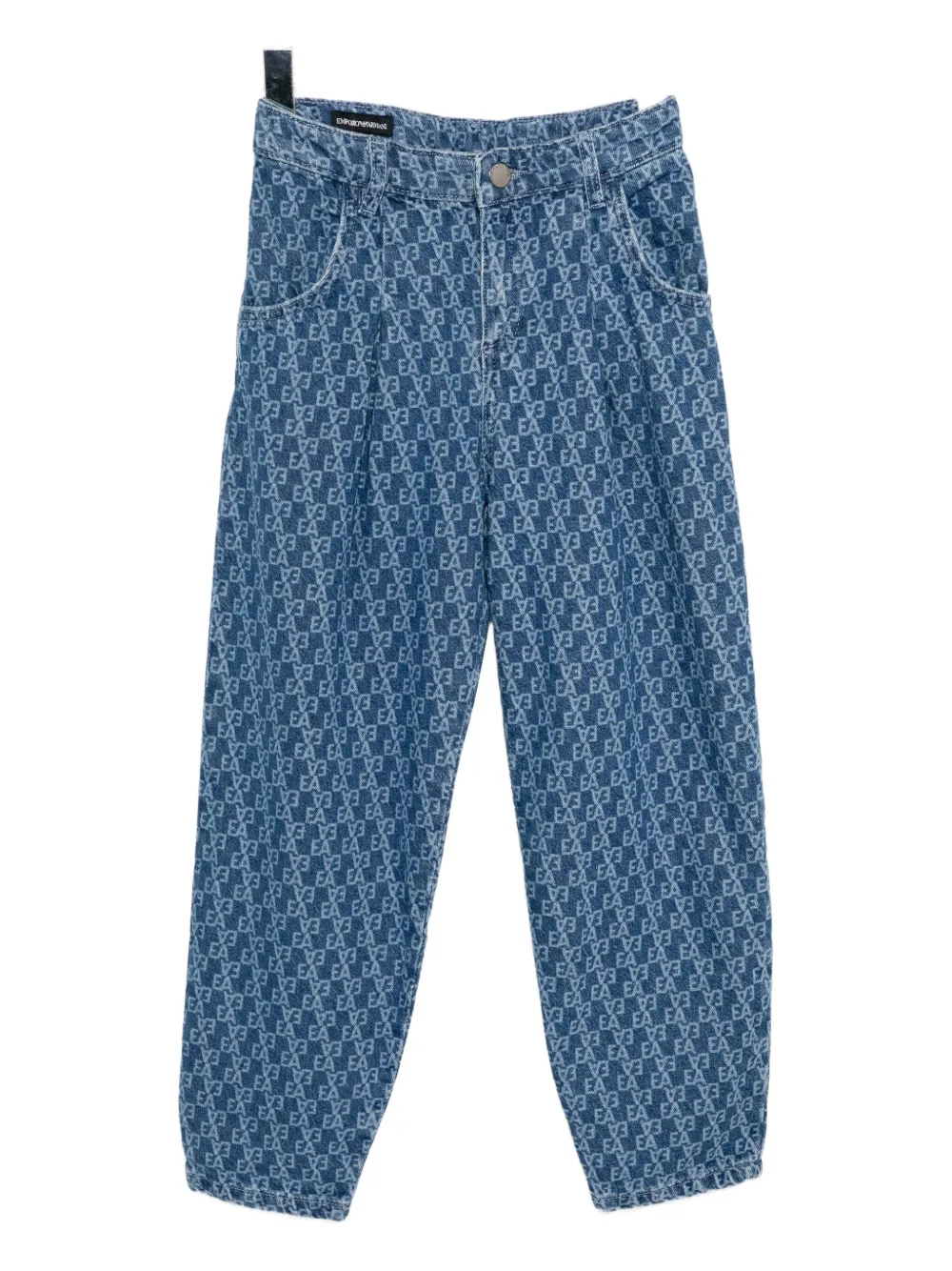 

Джинсы с принтом в виде логотипа по всей поверхности Emporio Armani Kids, синий