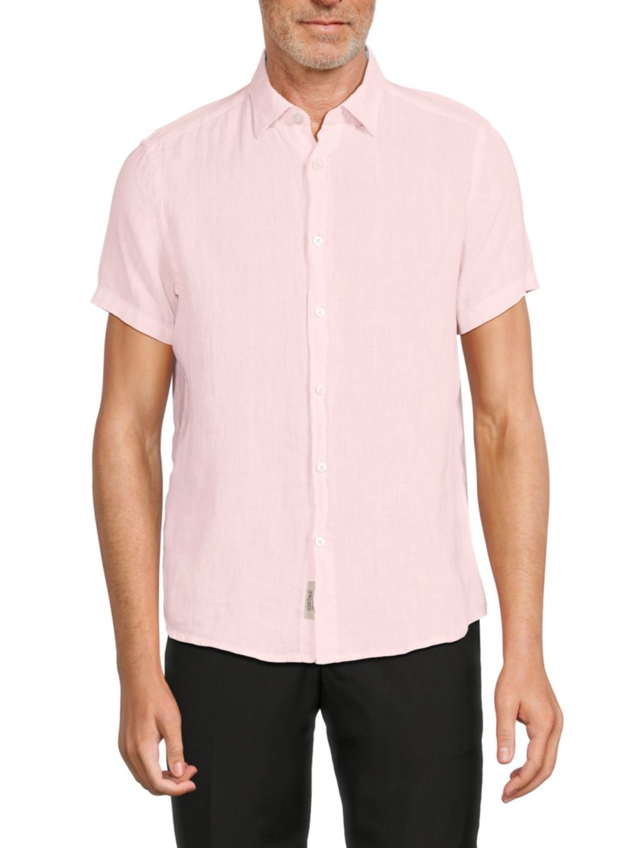 

Льняная рубашка с коротким рукавом Report Collection, розовый