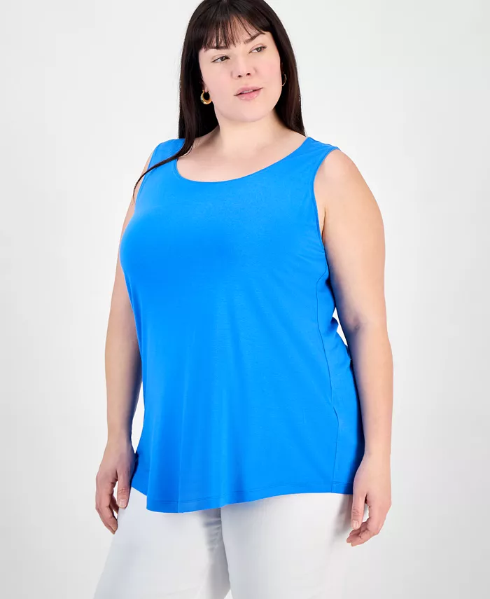 

Женская блузка без рукавов с круглым вырезом Plus Size JM Collection, синий