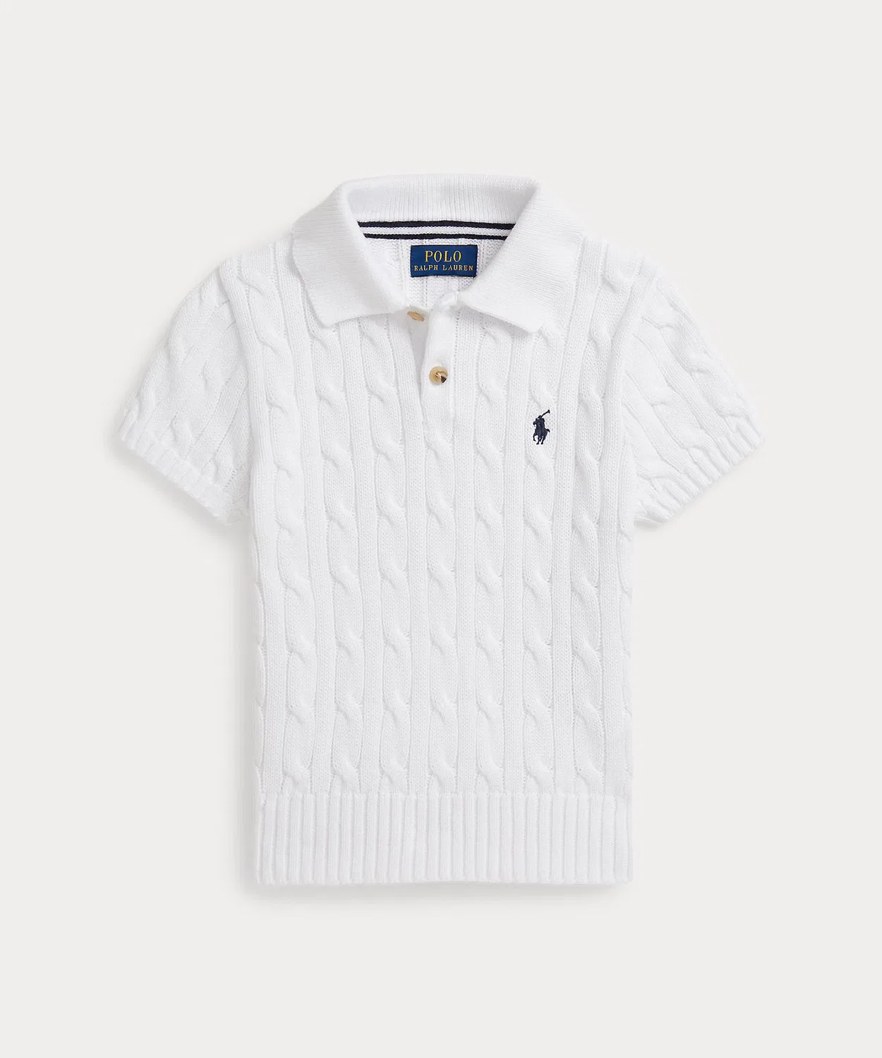Свитер с поло-воротником из хлопка, Ralph Lauren, белый