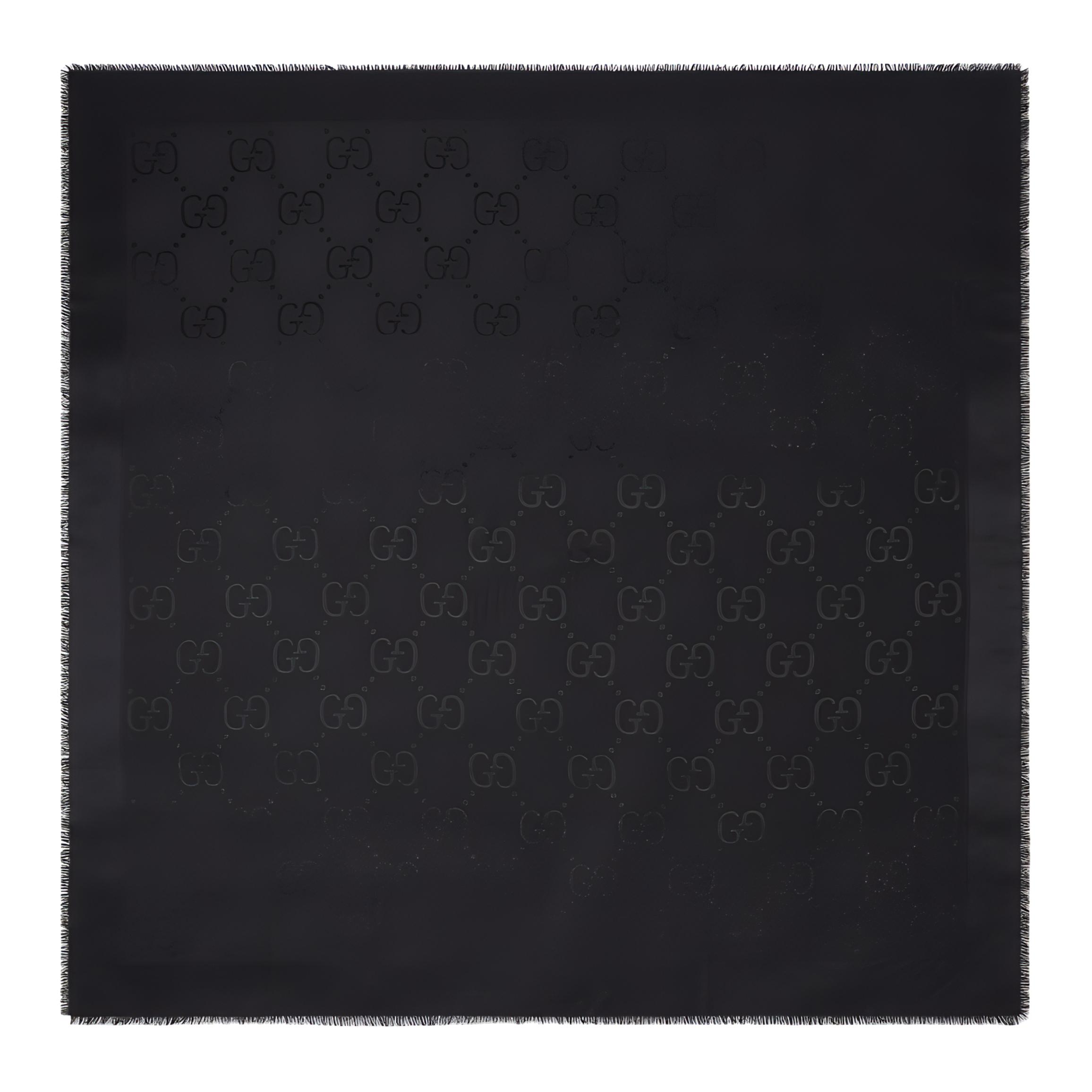 GUCCI Джаккардовая шаль из шелка и шерсти Gg, Black — фото 2