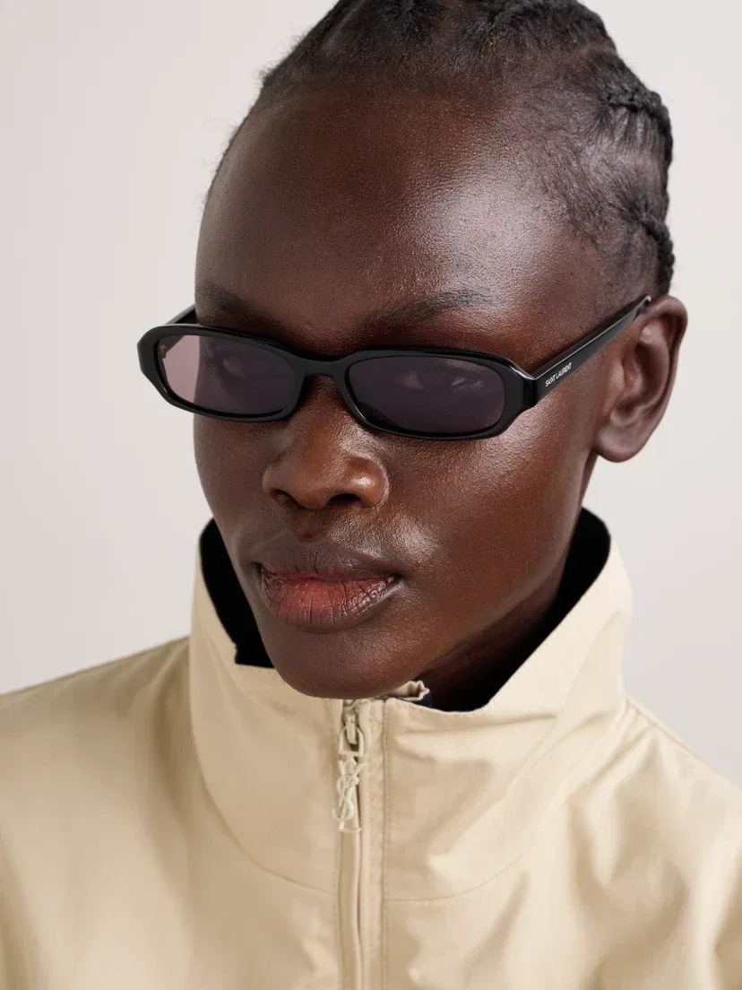 Овальные солнцезащитные очки Erin в ацетатной оправе Saint Laurent Eyewear, черный — фото 2