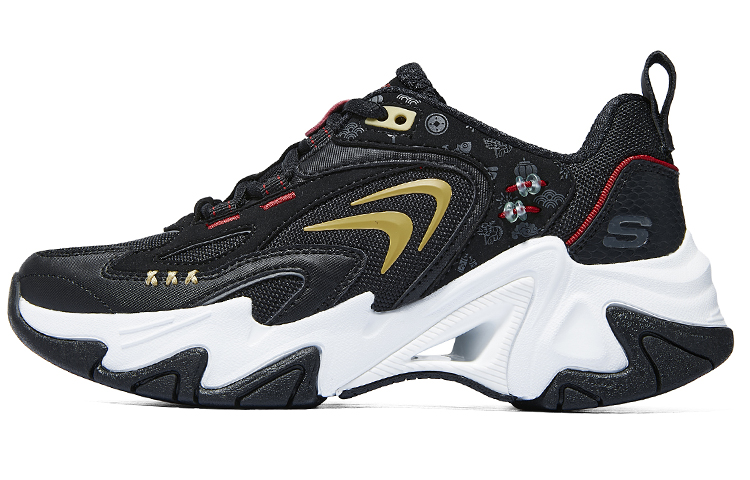 

Skechers Stamina V3 с амортизацией, износостойкие низкие повседневные кроссовки мужские, черный, белый, золотой