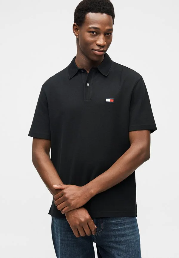 Классическая рубашка поло с трикотажным воротником Tommy Hilfiger, Black — фото 4