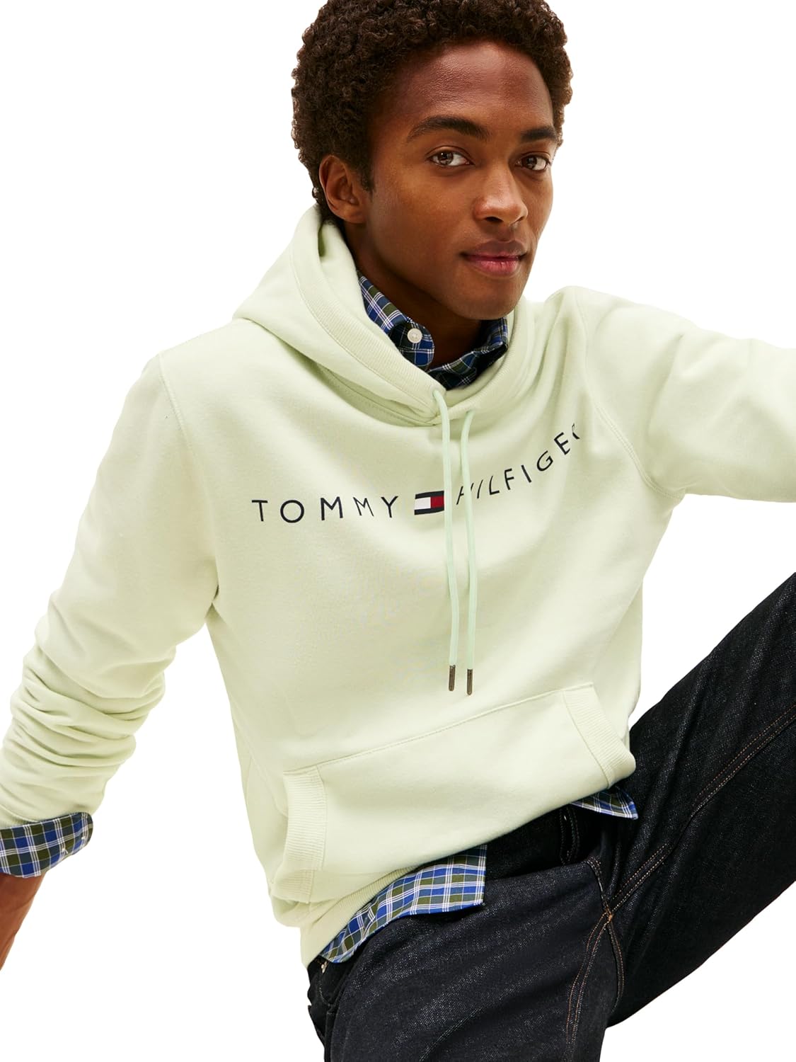 Мужская флисовая толстовка с капюшоном и логотипом Tommy Hilfiger с длинным рукавом, Ambrosia — фото 2