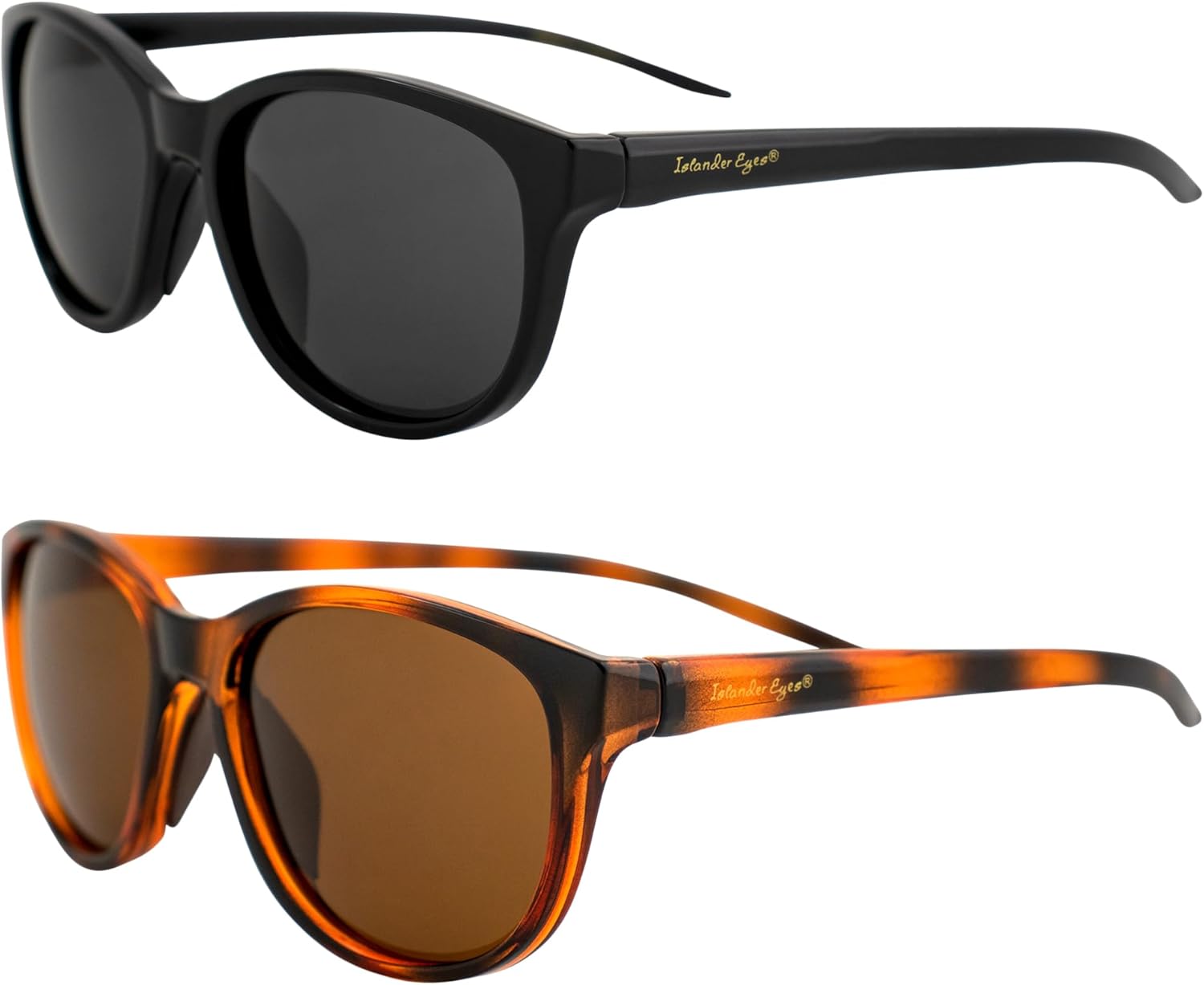 

Женские поляризованные солнцезащитные очки Gili, 2 пары: черная оправа с дымчатыми линзами и черепаховая оправа с коричневыми линзами Islander Eyes, Black-smoke & Tortoise/Orange-brown