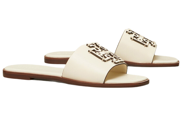 Шлепанцы женские цвета слоновой кости и белого цвета Tory Burch — фото 3