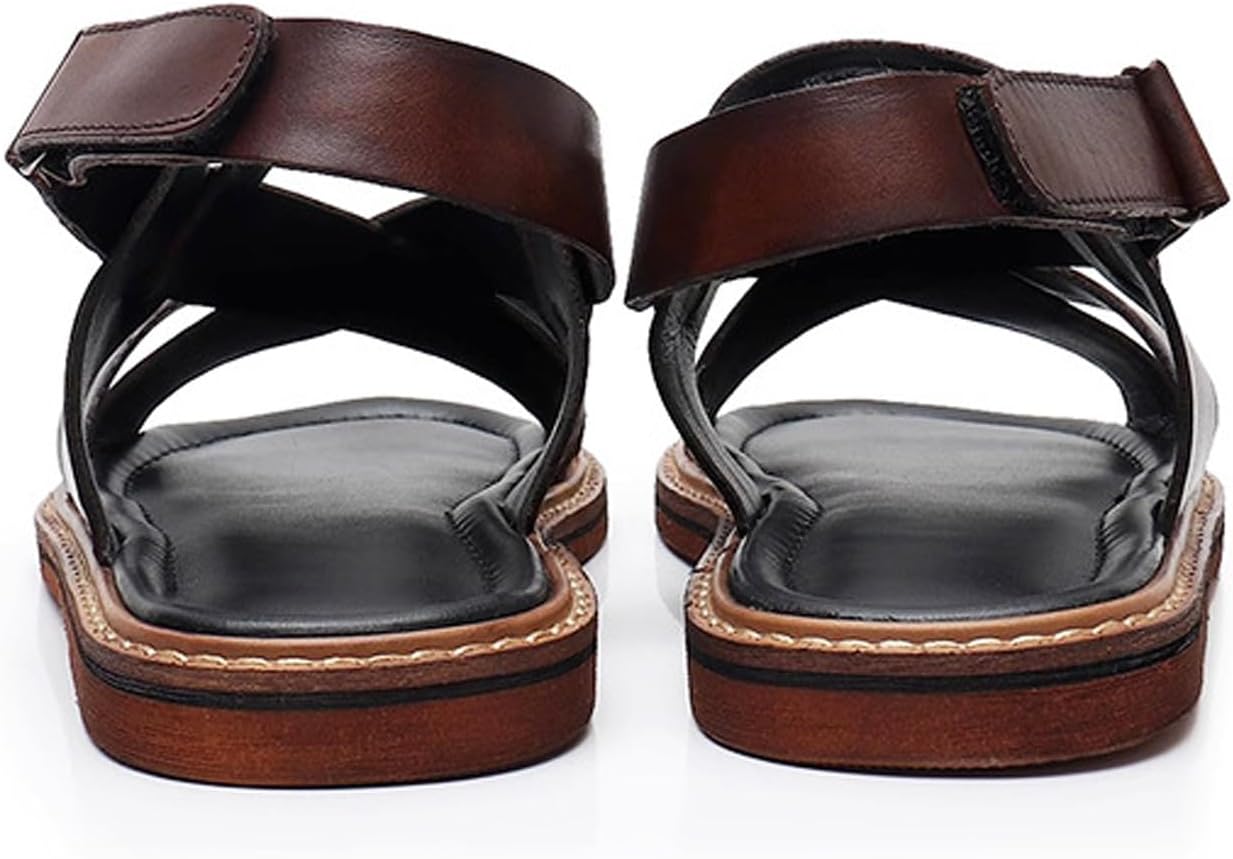 Мужские сандалии Santimon Mens, черные, вечерние шлепанцы с открытым носком из кожи коровы, повседневная обувь для мужчин, летние пляжные сандалии, стильные, удобные, нескользящие и износостойкие мокасины — фото 3