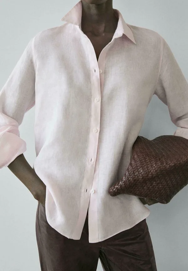 Струящаяся блузка на пуговицах Massimo Dutti, Pink — фото 3